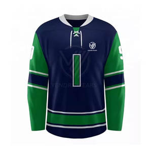 Maillot de hockey sur glace pour hommes personnalisé en gros, service OEM, 100% polyester respirant, séchage rapide, en stock - Product Image 1