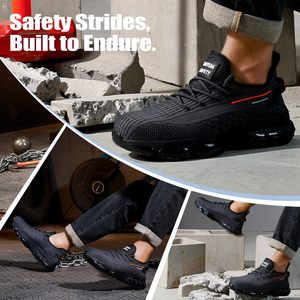 Chaussures de sécurité légères et respirantes à lacets, avec embout en acier, anti-perforation, anti-choc, anti-perforation, pour l'industrie de la construction et des usines - Product Image 6