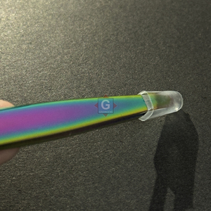 Pinzas para cejas con punta inclinada púrpura de precisión de alta calidad, acero inoxidable personalizado para dar forma a las cejas - Product Image 6