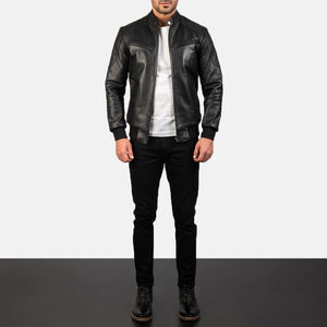 Veste en cuir véritable pour hommes personnalisée en gros nouveau style High Street col montant respirant hiver chaud manteau - Product Image 4