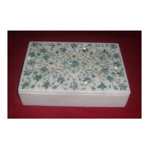 Boîte à bijoux décorative pour la maison, exclusivement en marbre incrusté, design naturel, boîte en marbre incrusté - Product Image 1