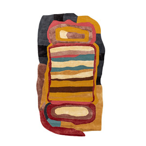 JOY Tra-15210พรมขนสัตว์และผ้าวิสคอสแบบแอบสแตรกด้วยมือสีทองสำหรับตกแต่งบ้าน - Product Image 1