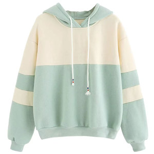 Nueva llegada Sudadera con capucha para mujer Diseño de bloque de color para invierno Logotipo personalizado en blanco al por mayor - Product Image 1