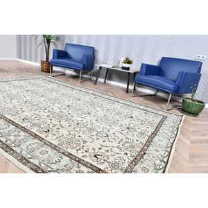Alfombra vintage de 6.2x9.1 pies, alfombra turca grande, alfombra blanca con lunares - Product Image 3