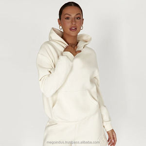 Women's Custom Logo Casual 2-Piece Winter Gym Sportswear Embossed Hoodie Shorts Plus Size Breathable and <b>Maternity</b>-Friendly - Product Image 5