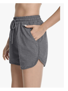 Shorts décontractés pour femmes du Bangladesh, ourlet arrondi, shorts de détente en coton d'été, shorts de sport en jersey avec cordon de serrage, shorts d'entraînement en gros - Product Image 4