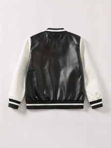Chaqueta universitaria de cuero de diseño personalizado de alta calidad con bordado de la letra A, nueva chaqueta elegante para hombre de color sólido. - Product Image 2