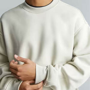 Venta al por mayor OEM Pullover Plain Dyed Plush Blank Jogger White Crewneck Cotton Custom Hoodie Crew Neck Unisex Sudadera - Product Image 3