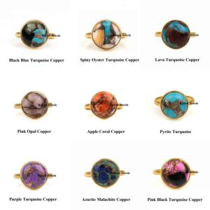 2025 Amazonite cuivre pierres précieuses bague 12mm éternité Vermeil personnalisé 925 bijoux en argent Sterling femmes lunette bague femmes cadeau bijoux - Product Image 5