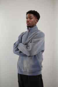 Sweat-shirt d'hiver surdimensionné délavé au soleil pour homme Veste à capuche à manches longues avec hauts de jogging à fermeture éclair - Product Image 2