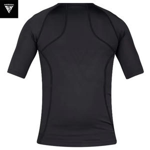2025 personnalisé de haute qualité o-cou hommes noir Rash Guard chemise de Compression à séchage rapide pour hommes Anti-UV Rash Guard BJJ MMA entraînements - Product Image 2