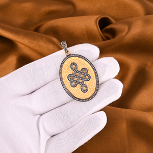 จี้รูปวงรีของผู้หญิง925เงินสเตอร์ลิงสีดำโรเดียมชุบเพชรธรรมชาติขนาด50X28มม. - Product Image 2