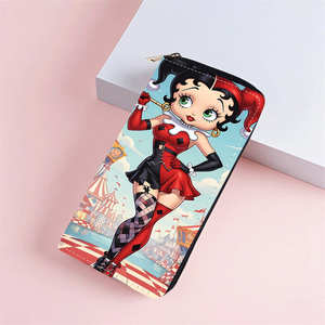 Wholesale Bettyy Boopp Cute Pattern PU Leather Wrist Wallet Multi-Color Long <strong>Zip</strong> Wallet Multi-<strong>Card</strong> Slots Slim Zipper Coin Purse - Product Image 4