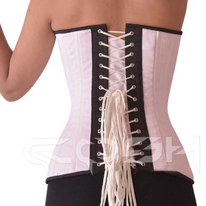 Corset en satin blanc à lacets pour femmes avec fermeture à fermoir ajustable - Product Image 4