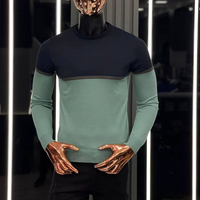 Suéter Casual de Invierno para Hombre, Cuello Redondo, Manga Larga, Cálido, 100% Algodón, Antiarrugas, Estampado Jacquard con Logotipo, Rayas y Letras
