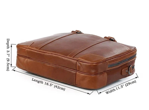 Leather Vintage Laptop Briefcase Crossbody Shoulder Bag Large Capacity Portable Zipper Closure Durable Work Business <b>Case</b> Brown - Product Image 6