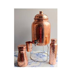 Olla de agua de cobre martillado con soporte de acero vidrio de cobre y botella de agua dispensador de agua de cobre a bajo precio - Product Image 1