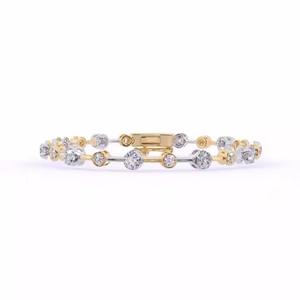 14K Solid Gold <b>Bracelets</b> Unique Dual Interlaced Design VVS Lab Grown Diamond Brilliant Cut Bezel Set Diamond <b>Bracelets</b> Bangles - Product Image 1