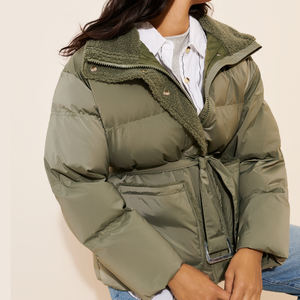 High Quality Belted Puffer Jacket With Breathable <b>Nylon</b> <b>Fabric</b> Warm And Comfortable Winter's Outfits Cheap Rate Trending Designs - Product Image 5