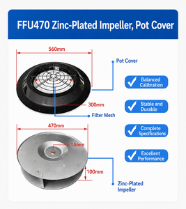 Moteur AC en cuivre FFU470 140 mm avec roue à aubes et couvercle en zinc pour unité de filtre de ventilateur - Product Image 4