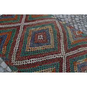 Tapis traditionnel en laine rouge vert 5.6x8.5 pieds Vintage turc grande surface Patchwork motif pour salon décor couloir Latex - Product Image 5