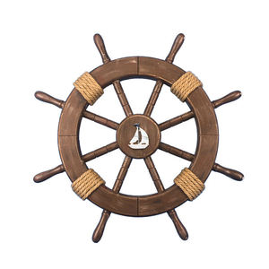 Roue de bateau décorative en bois naturel, décor mural - Product Image 4