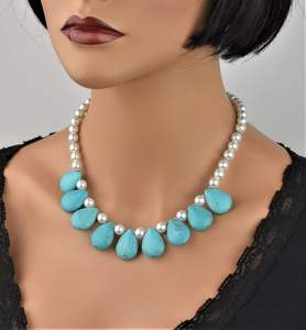 Nouveau bohême luxe collier pour femmes naturel Turquoise épissure perle pendentif classique lien parfait bijoux accessoire pour classique - Product Image 1