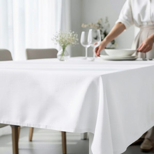 %100 Elegant Modern Woven Branded Linen <b>Tablecloth</b> 140180 cm Natural Color Premium Quality for Home & Hotels - Product Image 6