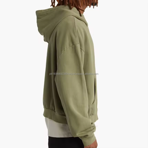 Custom Logo Light <b>green</b> sun Faded Vintage Cotton french Terry side Pockets Zipper Hoodies washed zip ups - Product Image 5