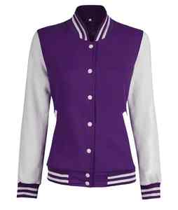 Logo Brodé Personnalisé Conception Violet Couleur Laine Corps & Cuir Manches Sportswear Baseball Letterman Varsity Vestes - Product Image 3