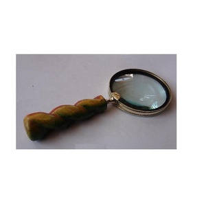 Loupe à manche en bois, multicolores, avec partie métallique en laiton poli miroir, cadeau pour homme, loupe pour journaux, vente chaude - Product Image 2