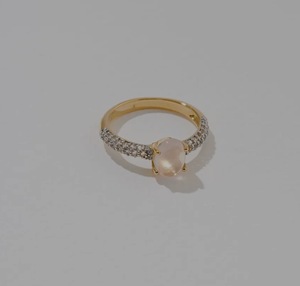 Rose Quartz White Topaz Romantic <b>Ring</b> S925 Sterling Silver 14K <b>Gold</b> Plated OEM ODM Wholesale Thailand - Product Image 1