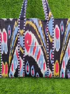 Sac fourre-tout réversible Boho fait à la main 100% coton écologique durable grand imprimé Animal floral multicolore robuste pour l'épicerie - Product Image 2
