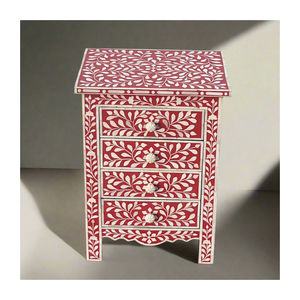 Handmade Unique Designed Nightstand with Bone Inlay Certified Quality Rectangle Nightstand with Drawer for Sale - Product Image 1