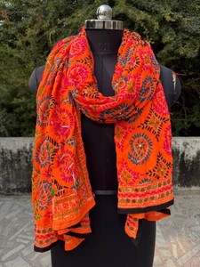 Indian georgette Embroidery Phulkari Dupatta Floral Neck <b>Wrap</b> - Product Image 2
