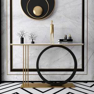 ONI Contemporary Luxury <b>Console</b> <b>Table</b> CST052 with Convertible Stone Top and Iron Frame <b>for</b> <b>Entry</b> or Accent Space - Product Image 4