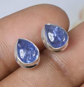 Boucles d'oreilles clous en Tanzanite bleue naturelle non traitée, forme poire, en argent sterling 925, bijoux pierre de naissance de décembre, traditionnels - Product Image 3