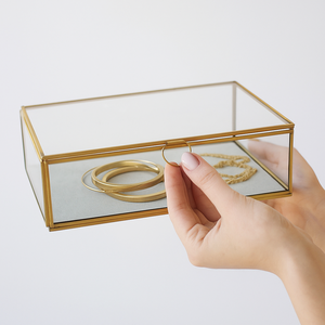 Gold Glass Box that turns every gift into a statement perfect for Jewelry, celebrations, decor, chocolate and luxury storage - Product Image 6