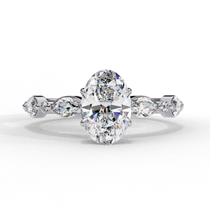 Sheeraj Solitaire IGI Certifié 1.20 Carat Lab Grown Bague de Fiançailles Ovale Or Massif 18K Unique Marquise Pierres Latérales Ethniques - Product Image 3