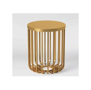 Taburete de Bar otomano de diseño simple artesanal iIndian, taburete mini acabado en polvo negro de hierro con Tapa de cuero marrón a precio de venta - Product Image 6