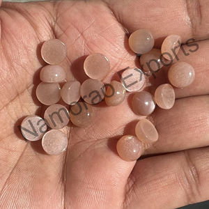 Piedra Lunar de Melocotón Natural, Cabujón Redondo de 6x6 mm, Todos los Tamaños Disponibles, Parte Posterior Plana, Piedra para Fabricación de Joyas, Piedras Preciosas Sueltas - Product Image 4