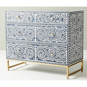 Commode à 3 tiroirs en bois à prix d'usine avec armoire à tiroirs de qualité durable au design floral pour hôtel directement exportée - Product Image 1