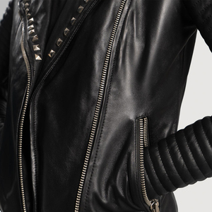 Veste en cuir pour femmes Offre Spéciale Fournisseur OEM Logo personnalisé en gros Manteaux de motard élégants et ajustés Tendance de moto bon marché - Product Image 6