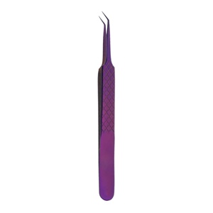 Pince à épiler royale, nouvelle pince à épiler pour extensions de cils, couleur violette tendance, fabrication sur mesure, pince à épiler courbée à 45 degrés en acier inoxydable anti-magnétique - Product Image 1