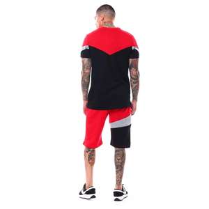 OEM ODM 100% algodón hombres peso pesado camiseta pantalones cortos conjuntos neón Color impreso Logo 280 gramos Jersey tela patrón impreso - Product Image 5
