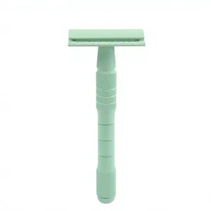 มอร์แกนส์ อินดัสทรีส์ มีดโกนหนวดสีเขียวมิ้นท์ ใบมีดคู่ ด้ามจับสแตนเลส สำหรับโกนหนวดด้วยมือ - Product Image 1