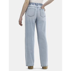 2025, los pantalones vaqueros de gran tamaño lavados elásticos informales para mujer, ajustados con estilo y tela tejida ajustada de cintura media - Product Image 6