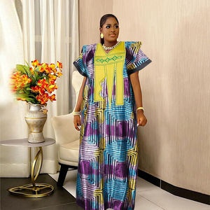 Abito musulmano etnico africano abito da <span class=keywords><strong>donna</strong></span> con stampa ricamato Dashiki caftano <span class=keywords><strong>abiti</strong></span> Casual <span class=keywords><strong>oversize</strong></span> - Product Image 3