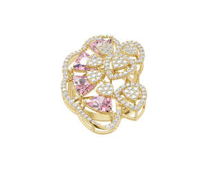 Bague élégante en or massif 14 carats avec diamant moissanite rond, style hip-hop, pour femme, cadeau de fiançailles, de mariage ou d'anniversaire, bijoux - Product Image 1