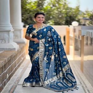 VASTRA COTTAGE Pure Viscose Dola Silk Saree with Meenakari Weaving Swastik Kalash Rich Pallu Tassels Soft Silk Zari Blouse - Product Image 2